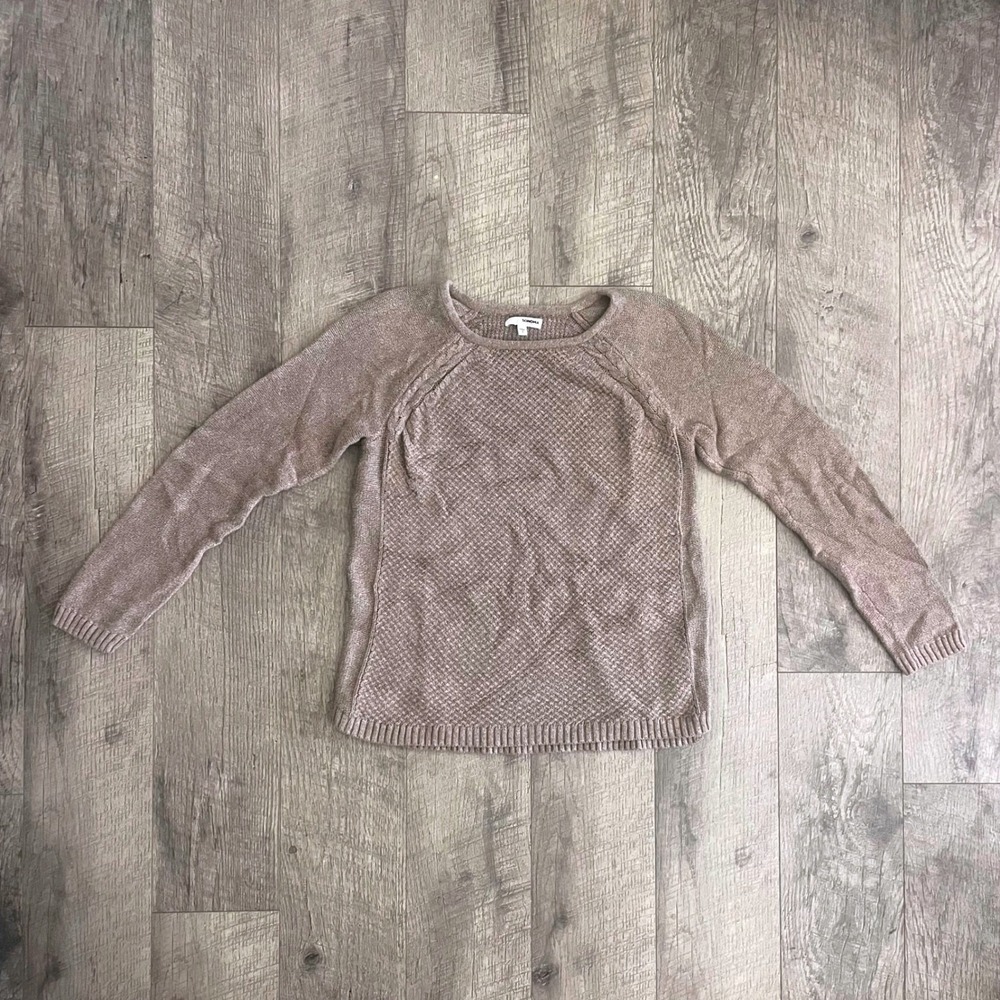 Sonoma Goods For Life Womens Taupe Brown Textured Diamond Cable Knit Sweater S